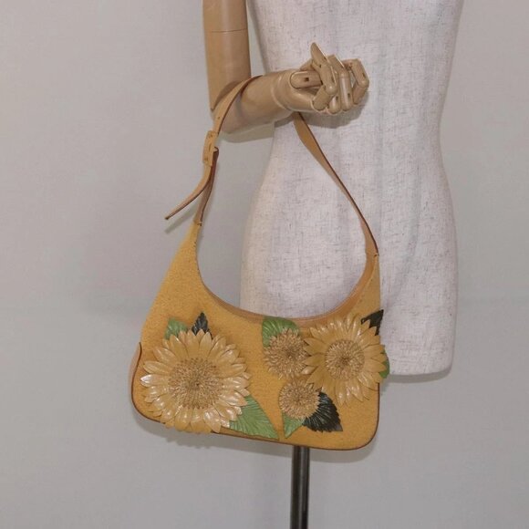 Salvatore Ferragamo Sunflower Shoulder Bag Canvas Yellow Auth 133137 - Picture 1 of 16